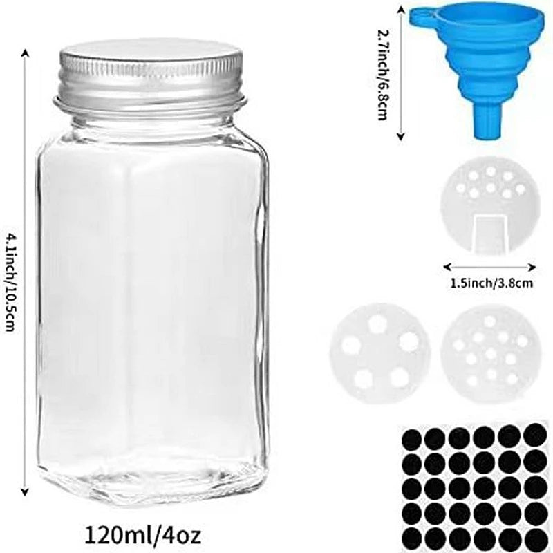 12 Units 120ml 4oz Glass Seasoning Bottle Salt and Pepper Shaker Kitchen Glass Spice Jars Glass Honey Jar