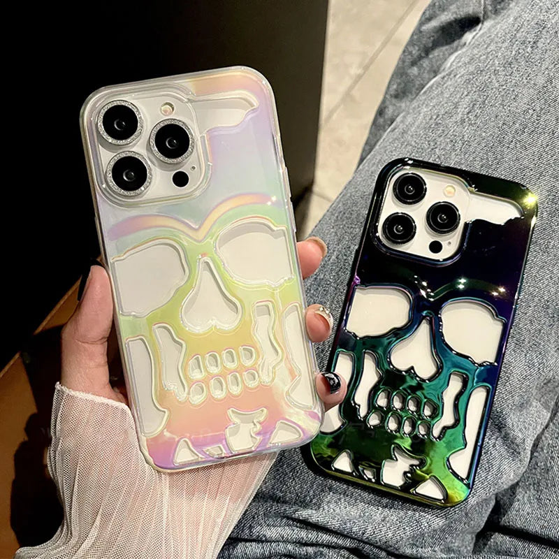 Luxury Matte Hollow Out Skull Hard Case