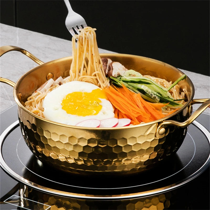 Stainless Steel Korean Ramen Pot Double-Ear Induction Cooker Small Cooking Soup Pot Household Dormitory Noodles Seafood Pan