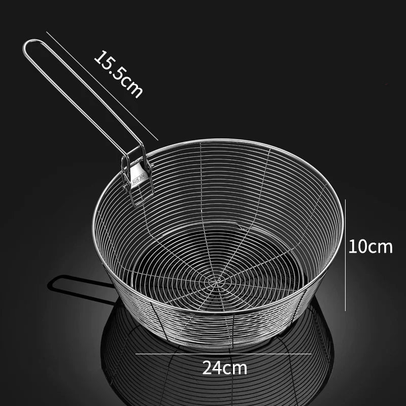 Stainless Steel  French Fries Strainer Basket Colander Oil Pot Food Filter Noodle Fruit Vegetable Drainer Skimmer Kitchen Tools