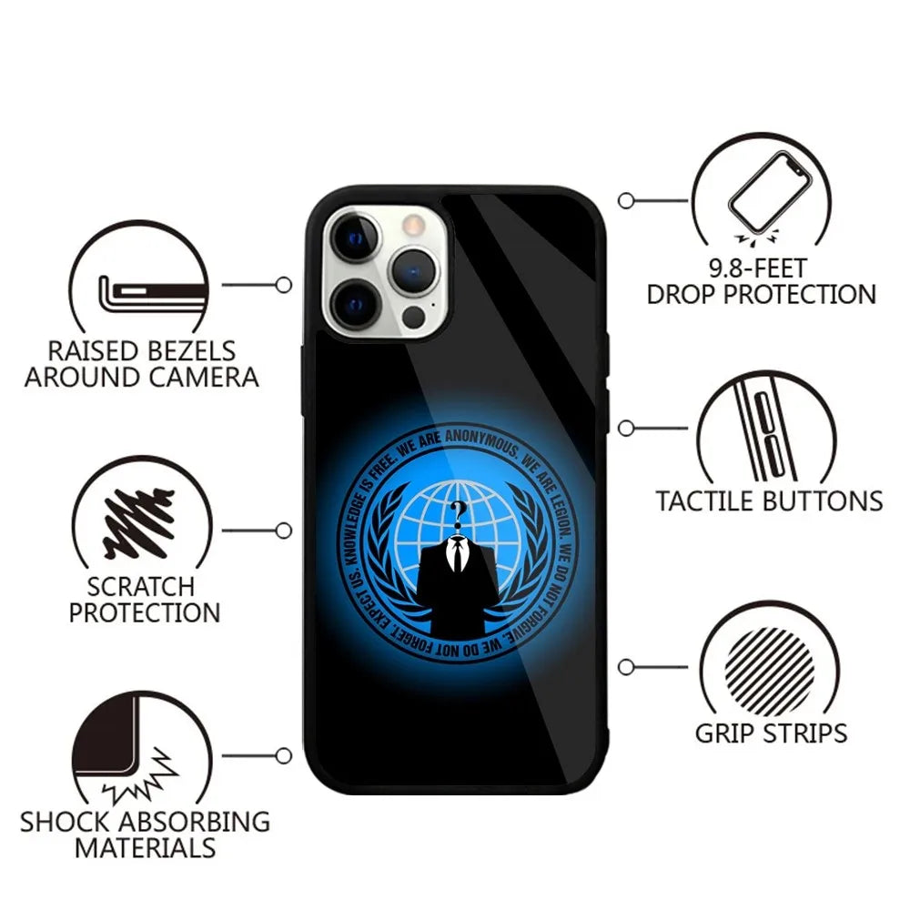 Anonymous Hacker Art Phone Case For iPhone 16,15,14,13,12,11,Plus,Pro,Max,Mini Magsafe Magnetic Wireless Charging