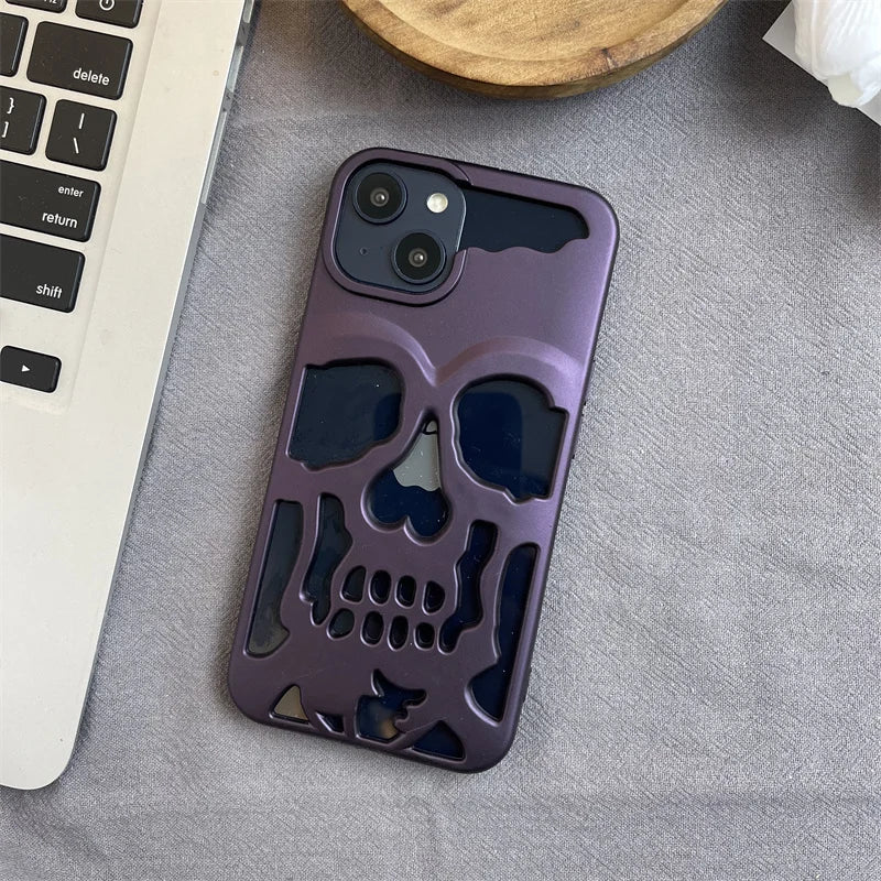 Luxury Matte Hollow Out Skull Hard Case