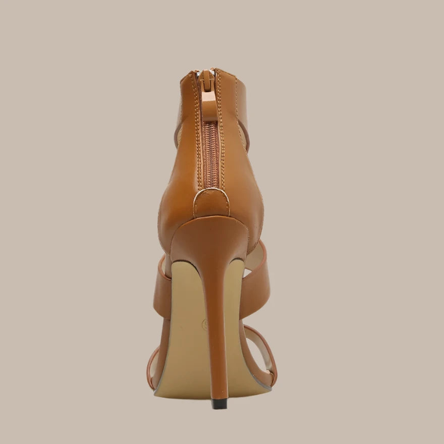 Back Zipper High Heels - Vakasi