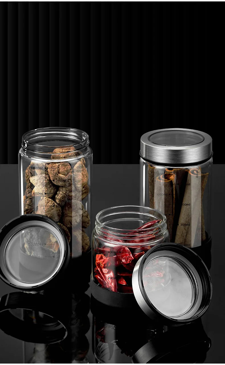 High Borosilicate Sealed Glass Bottle Kitchen Storage Jar Moisture-Proof Storage Box Household Coffee Bean Storage Jar seal pot