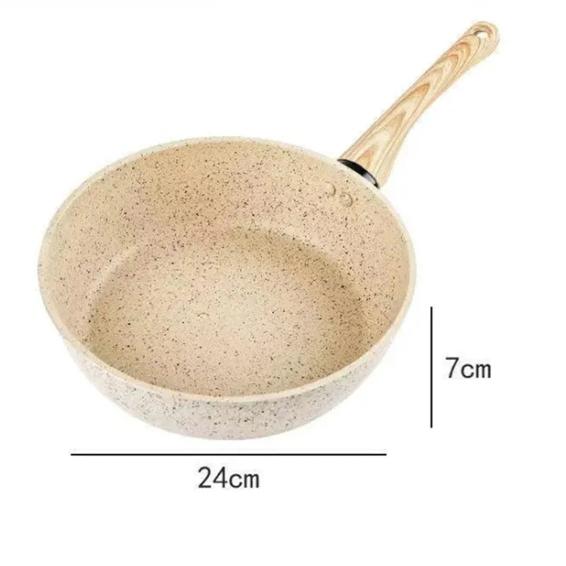 Non Stick Pan Frying Pan Home Style Steak Deep Frying Pan Induction Cooker Gas Stove Special Flat Bottomed Pan Kitchen Cookware