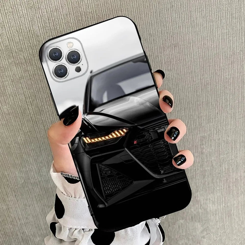 A-Audis R-S Sport Phone Case For iPhone 15,14,13,12,11,Plus,Pro Max,XS,X,XR,SE,Mini,8,7 Soft Silicone Black Cover