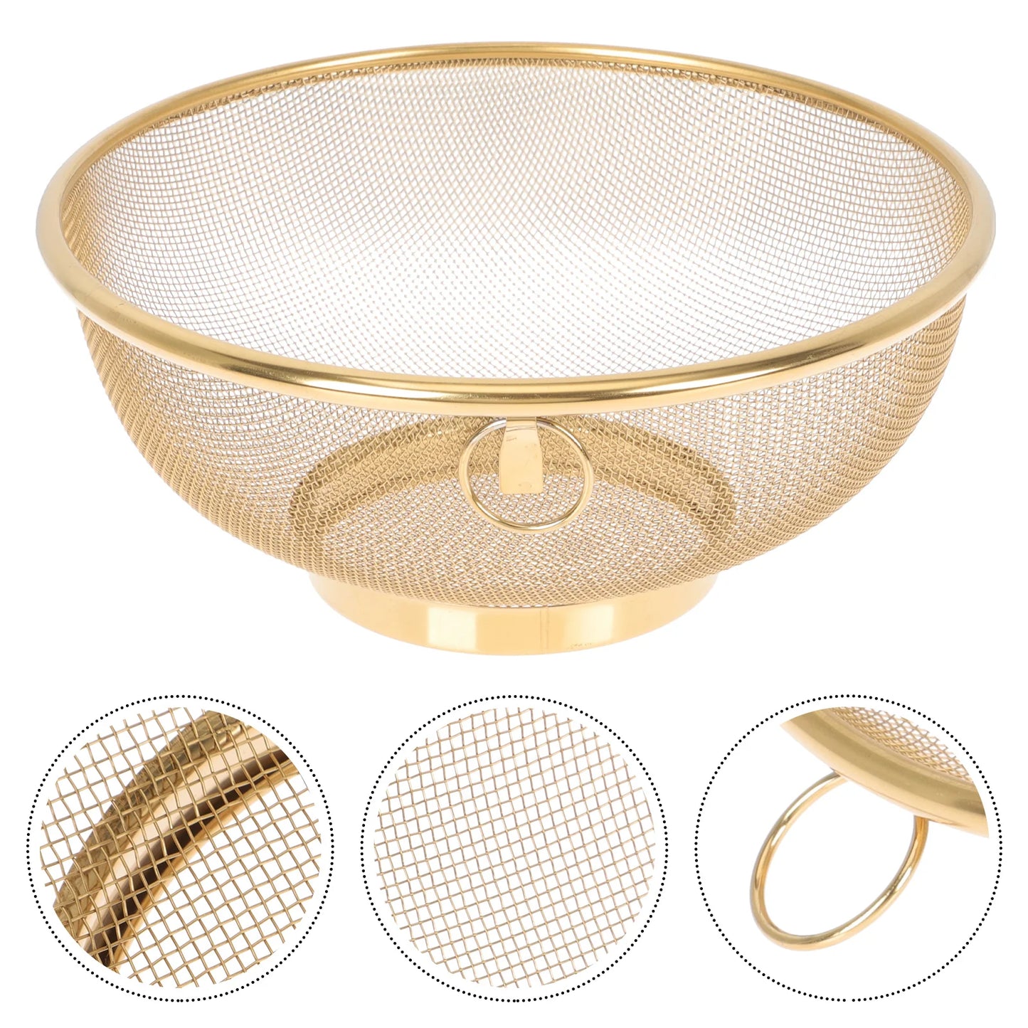 Stainless Steel Mesh Colander Fruit Sink Colander Stainer Rice Washing Bowl Fine Mesh Strainer Food Drain Basket Strainer Basket