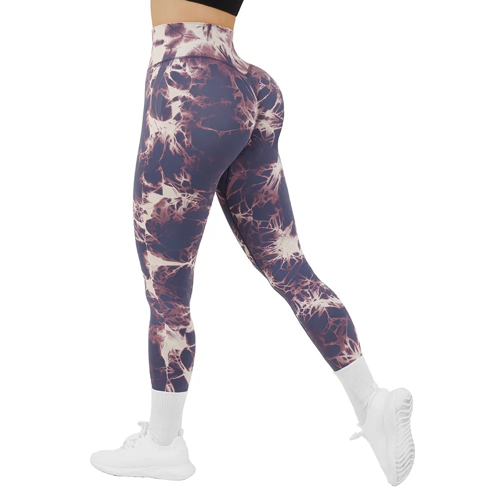 Seamless Leggings for Women Fitness Yoga Pants High Waist Tie Dye Legging Workout Scrunch Butt Lifting Sports Gym Tights Woman - Vakasi