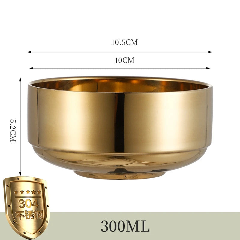 Stainless Steel Double Layer Bowl for Children Anti-Scald Ramen Rice Fruit Bowls Korean Tableware Food Dishes Kitchen Utensils