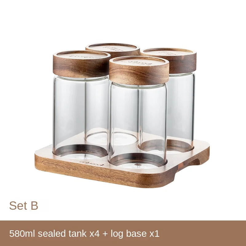 European Transparent Glass Sealed Jar Nut Grain Storage Box Tea Coffee Glass Bottle Food Storage Containers Kitchen Utensils Set