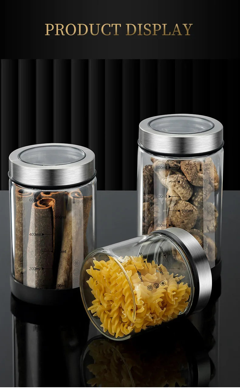 High Borosilicate Sealed Glass Bottle Kitchen Storage Jar Moisture-Proof Storage Box Household Coffee Bean Storage Jar seal pot