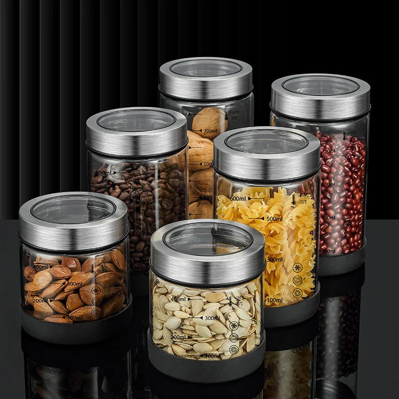 High Borosilicate Sealed Glass Bottle Kitchen Storage Jar Moisture-Proof Storage Box Household Coffee Bean Storage Jar seal pot