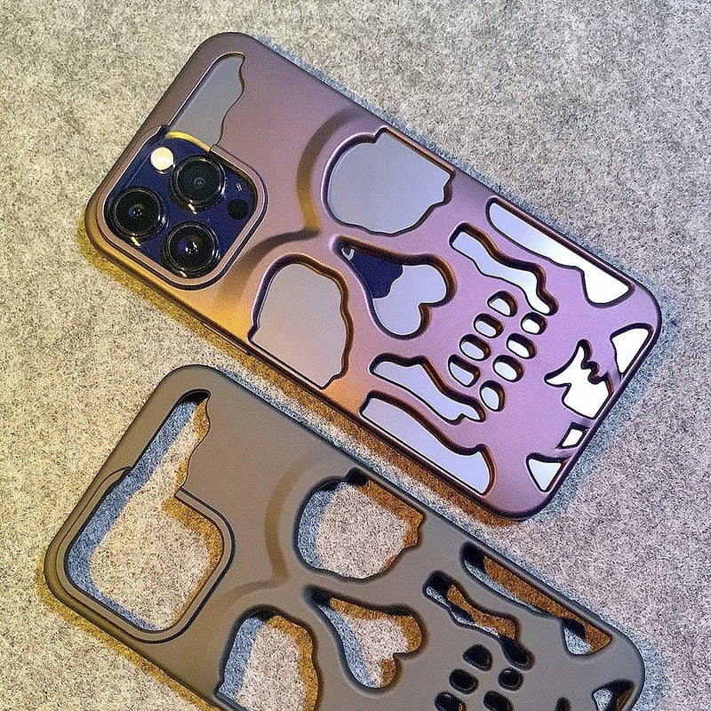 Luxury Matte Hollow Out Skull Hard Case