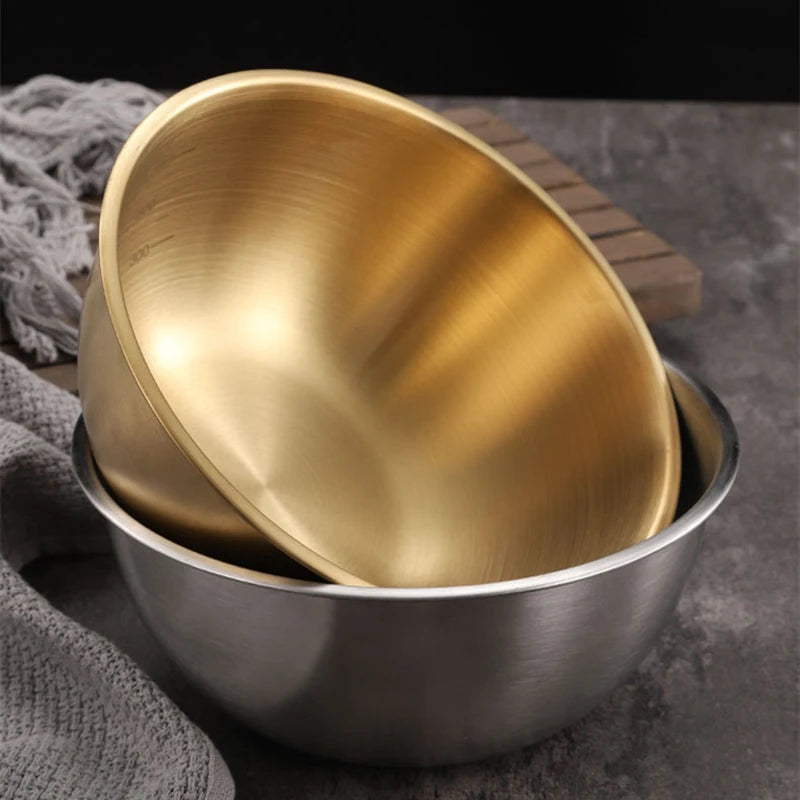 Kitchen Stainless Steel Fruit Salad Bowls with Scale Korean Style Large Capacity Soup Noodles Ramen Bowl Food Containers