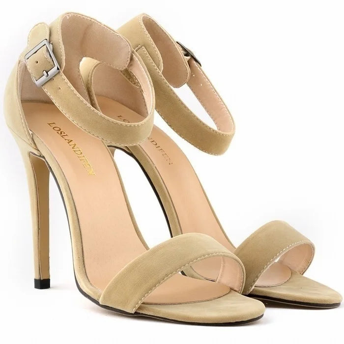 Open Toe Ankle Strap High Heels - Vakasi