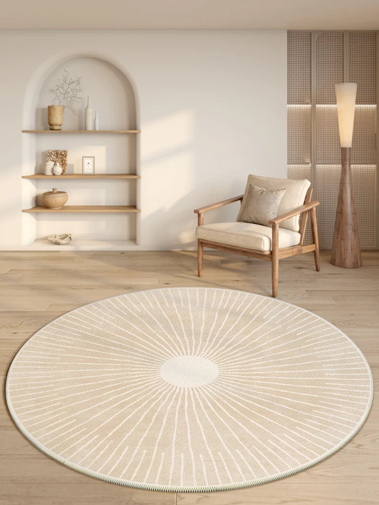 Large Area Round Beige Carpets Vakasi