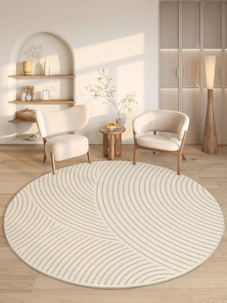 Large Area Round Beige Carpets Vakasi