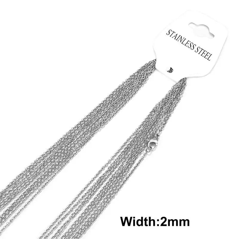 10pcs Gold Color Stainless Steel Link 45/50/55/60CM Bulk Necklace Chains Jewelry Cuban Chains Wholesale Chain Chokers DIY Crafts