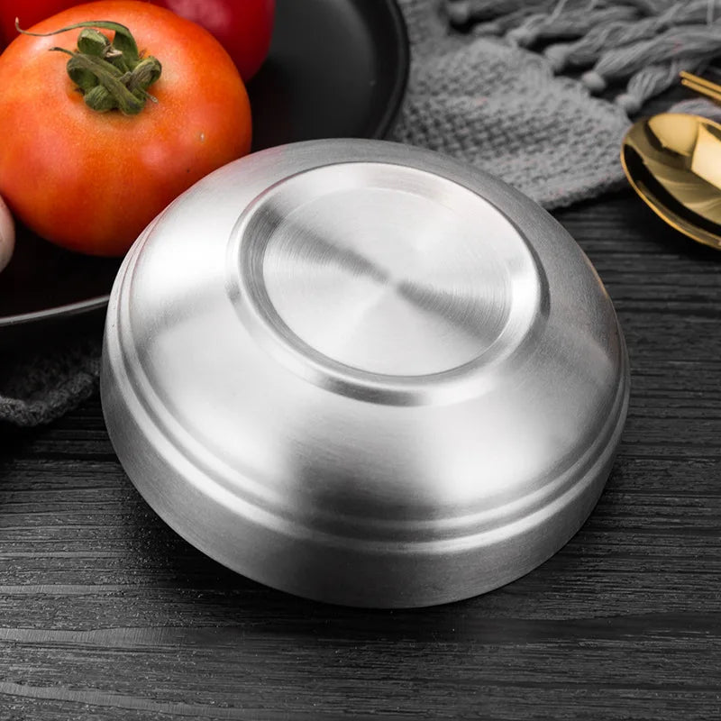 304 Stainless Steel Rice Salad Bowl Double Layer Ramen Kimchi Seasoning Bowls Sauce Dish Food Tableware