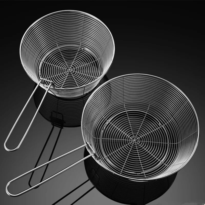 Stainless Steel  French Fries Strainer Basket Colander Oil Pot Food Filter Noodle Fruit Vegetable Drainer Skimmer Kitchen Tools