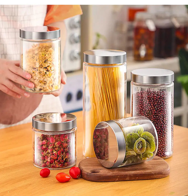 European Sealed Jar Glass Storage Bottle Milk Powder Tea Box with Lid Multigrain Storage Food Grade Bottle Grain Coffee Tank New