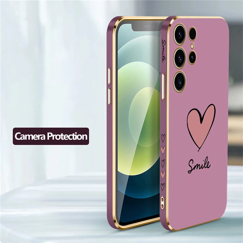 S24 Case For Samsung Galaxy S23 Ultra S22 S21 Plus S20 fe S10 a15 a25 Soft Luxury Plating Silicone Shockproof Cover Coque