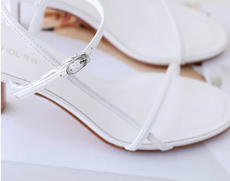 Clip Toe High Heels with Buckle Strap - Vakasi