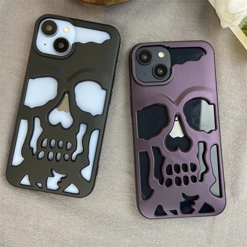 Luxury Matte Hollow Out Skull Hard Case