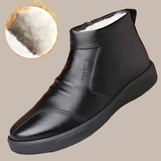 Plush Thickened Leather Waterproof Shoes - Vakasi