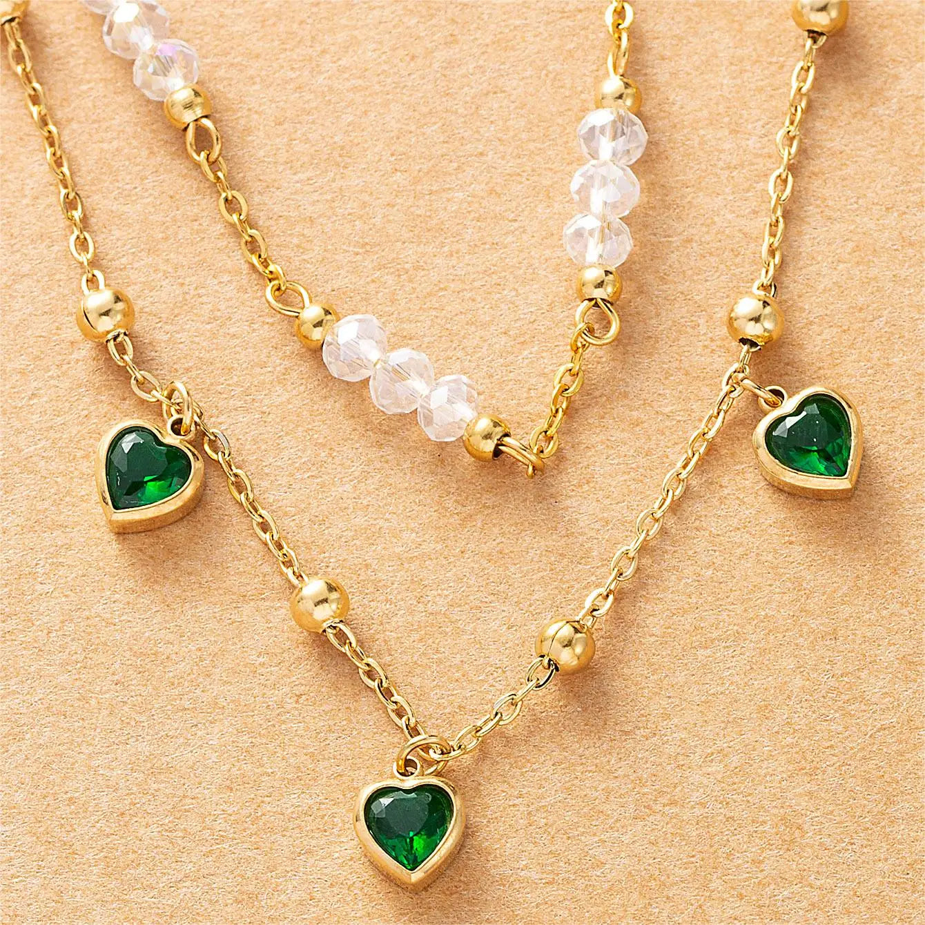 Emerald pendant with Crystal Beads Anklet