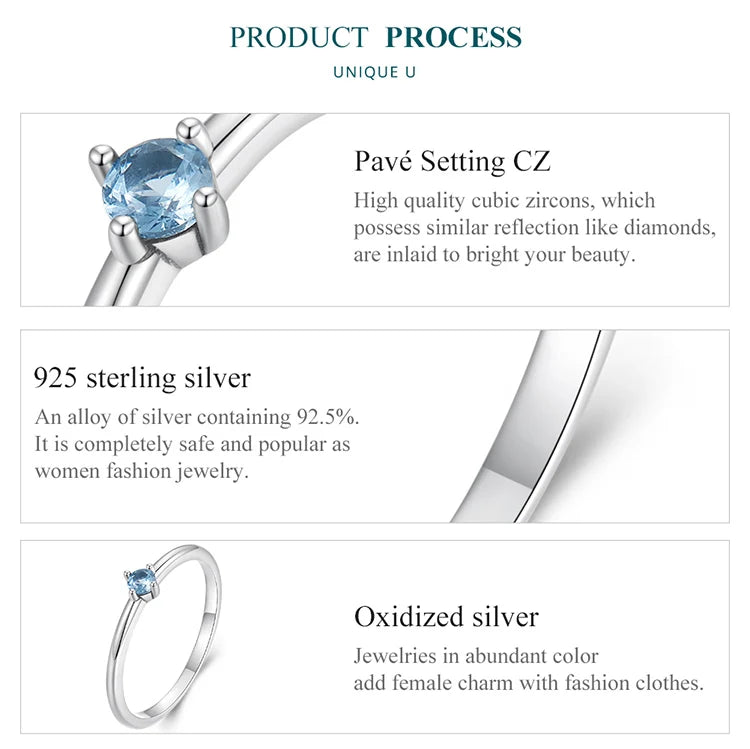 Silver Blue Zircon Ring - Vakasi