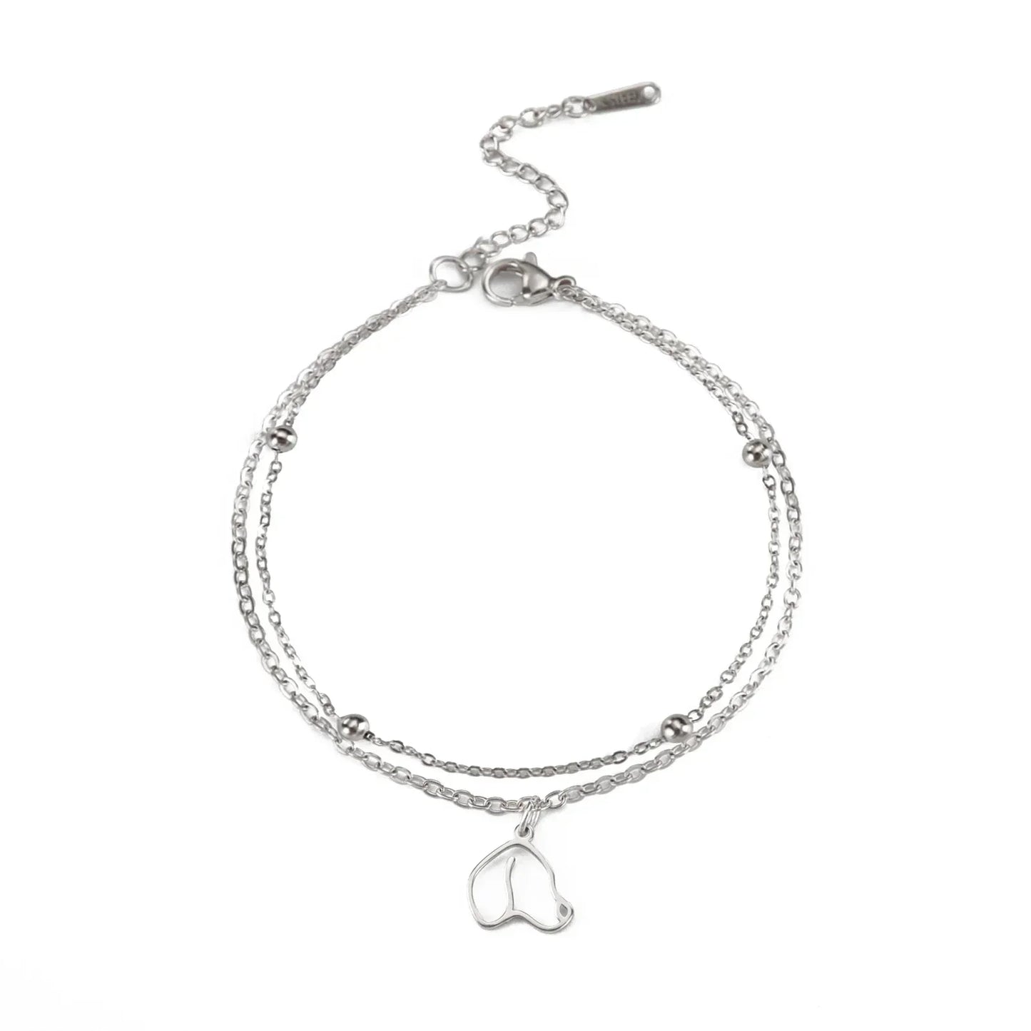 Double Layer Beads Chain Anklet