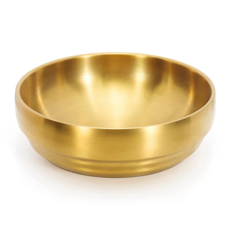 7.3In Gold Large Stainless Steel Soup Bowl, 35OZ Double Walled Sashimi Dish, Gold Salad Bowl