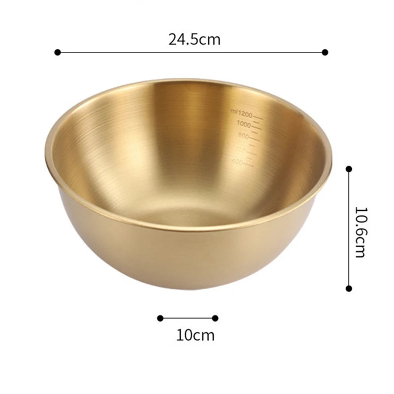 Creative Stainless Steel Ramen Bowl Korean Friut Salad Bowl Golden Soup Bowls Single Layer Home Tableware Kitchen Utensils