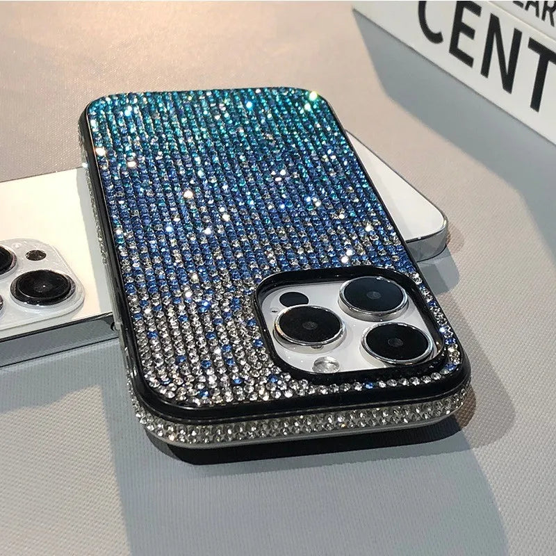 16 15Pro Max Luxury Case Full Shinny Diamond Bumper Frame Cover for iPhone 16 Plus 11 12 13 14 15 Pro Max X Xs Xr 7 8 Plus Cases