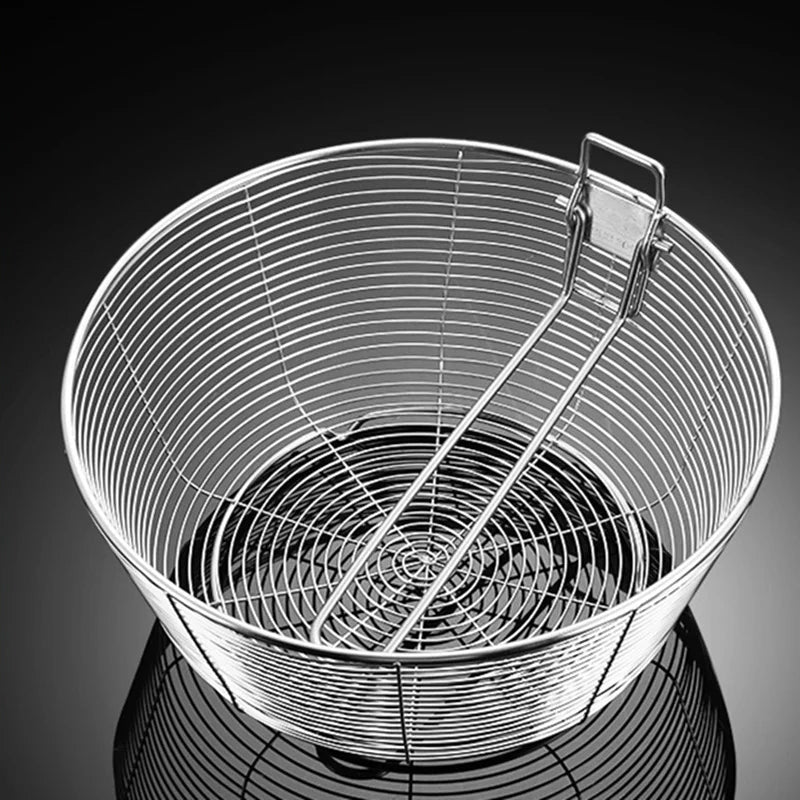 Stainless Steel  French Fries Strainer Basket Colander Oil Pot Food Filter Noodle Fruit Vegetable Drainer Skimmer Kitchen Tools