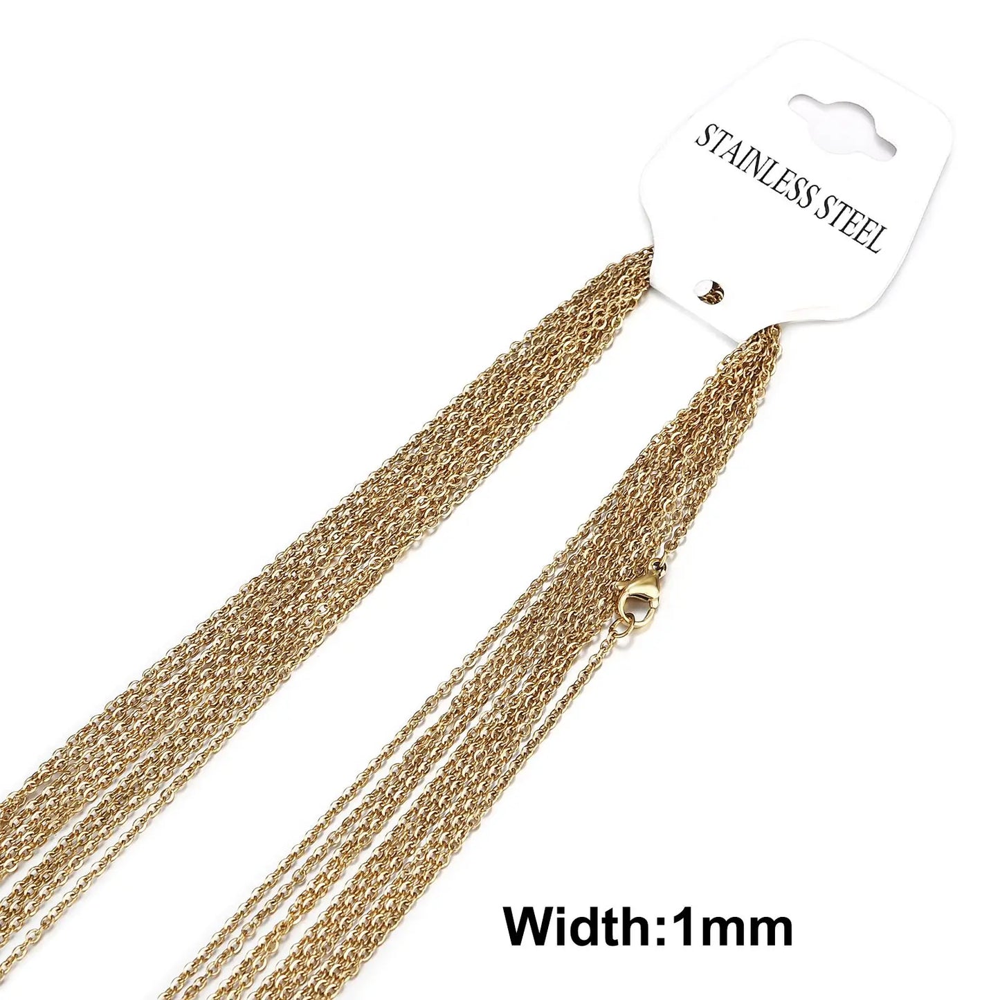 10pcs Gold Color Stainless Steel Link 45/50/55/60CM Bulk Necklace Chains Jewelry Cuban Chains Wholesale Chain Chokers DIY Crafts