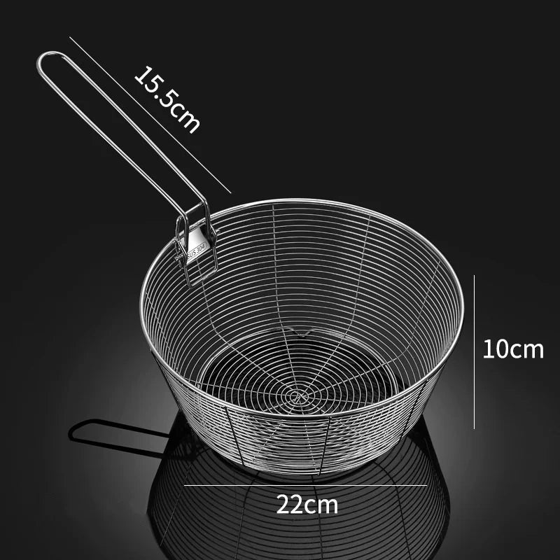 Stainless Steel  French Fries Strainer Basket Colander Oil Pot Food Filter Noodle Fruit Vegetable Drainer Skimmer Kitchen Tools