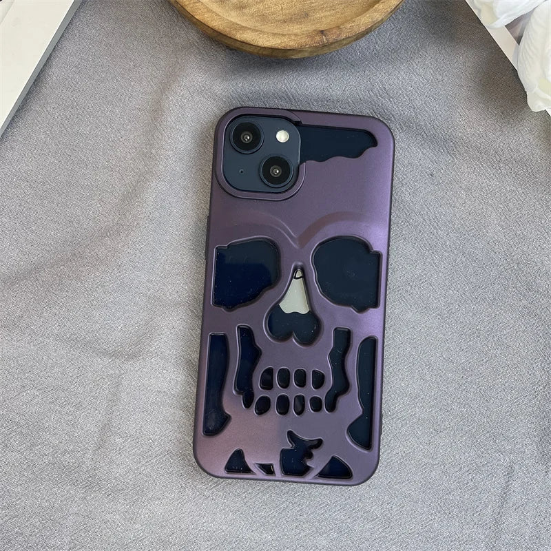 Luxury Matte Hollow Out Skull Hard Case