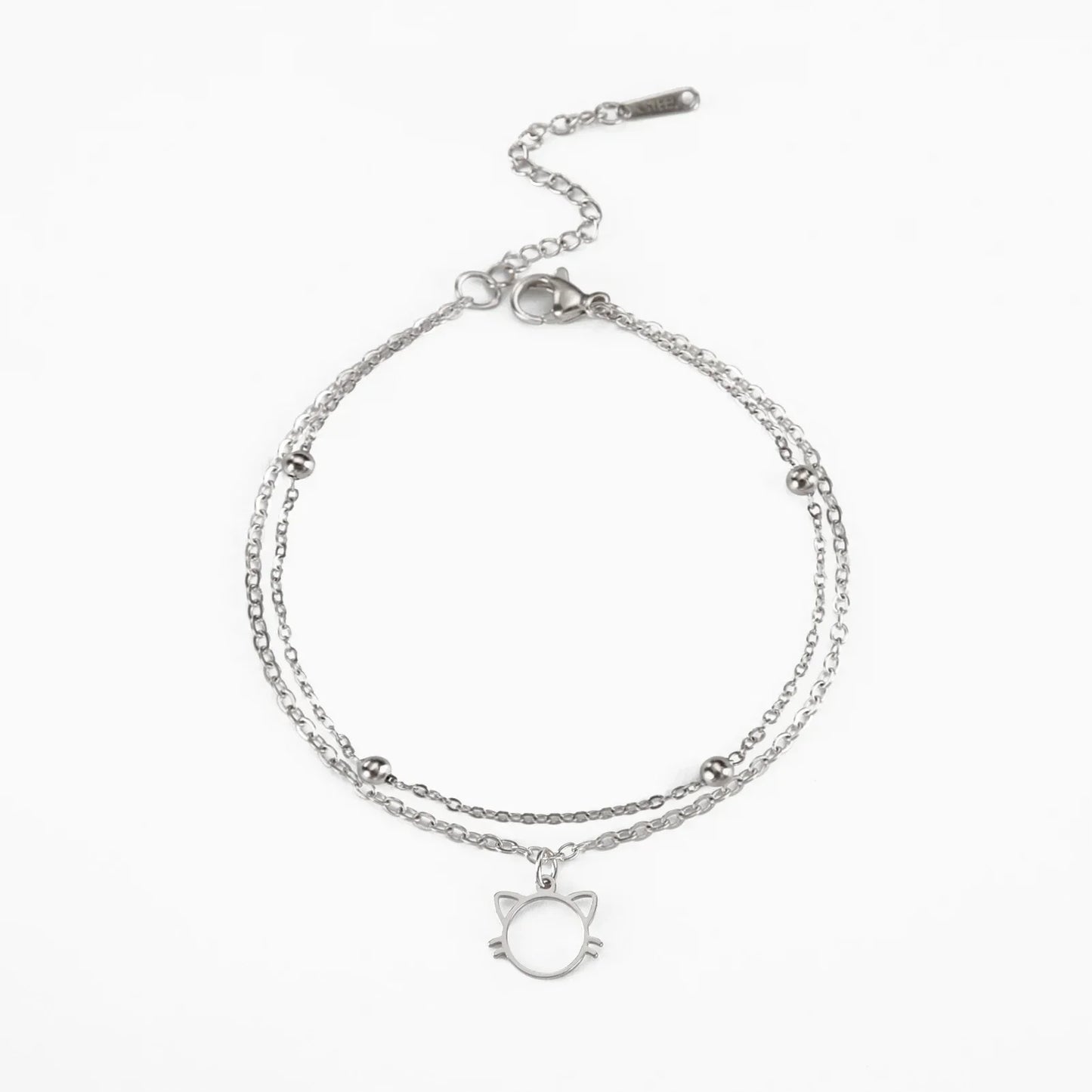 Double Layer Beads Chain Anklet