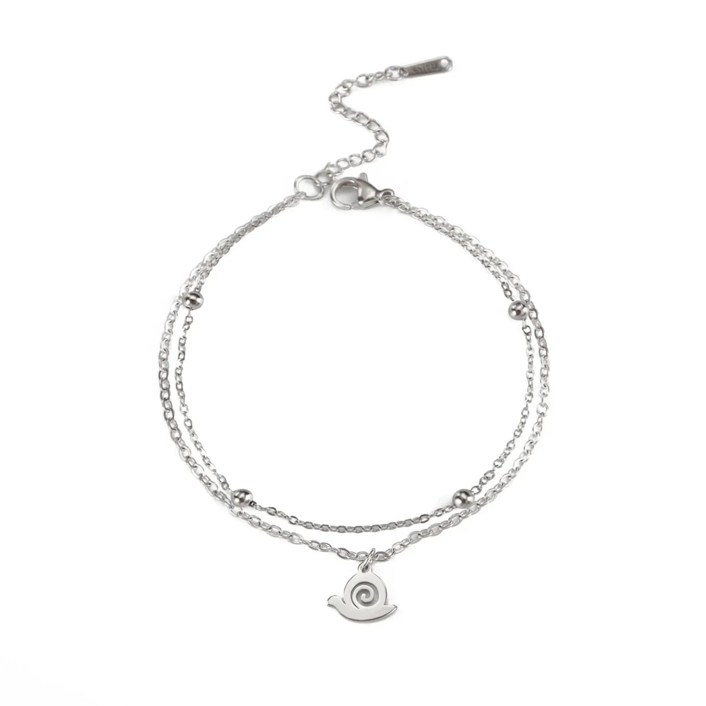 Double Layer Beads Chain Anklet