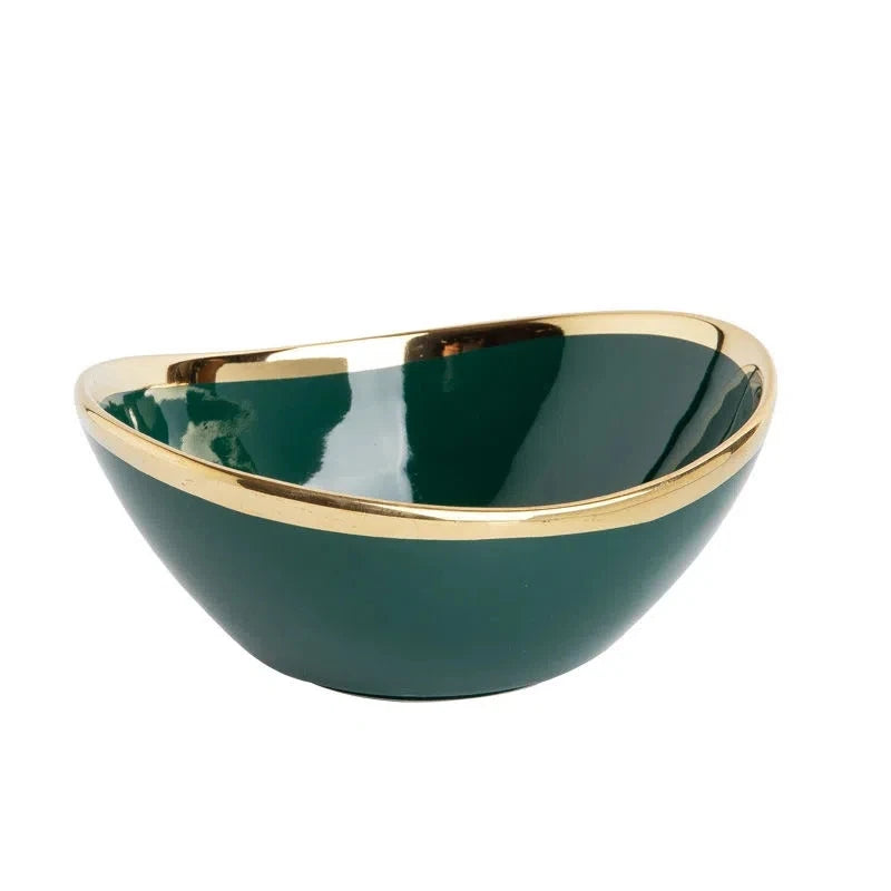 Nordic Ceramic Bowls In Gold Inlay Creative Salad Fruit Snack Soup Dessert Noodle Bowl Tray Kitchen Tableware