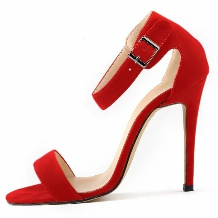 Open Toe Ankle Strap High Heels - Vakasi