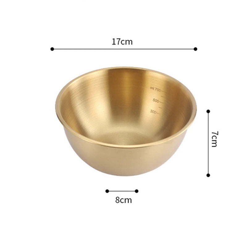 Creative Stainless Steel Ramen Bowl Korean Friut Salad Bowl Golden Soup Bowls Single Layer Home Tableware Kitchen Utensils