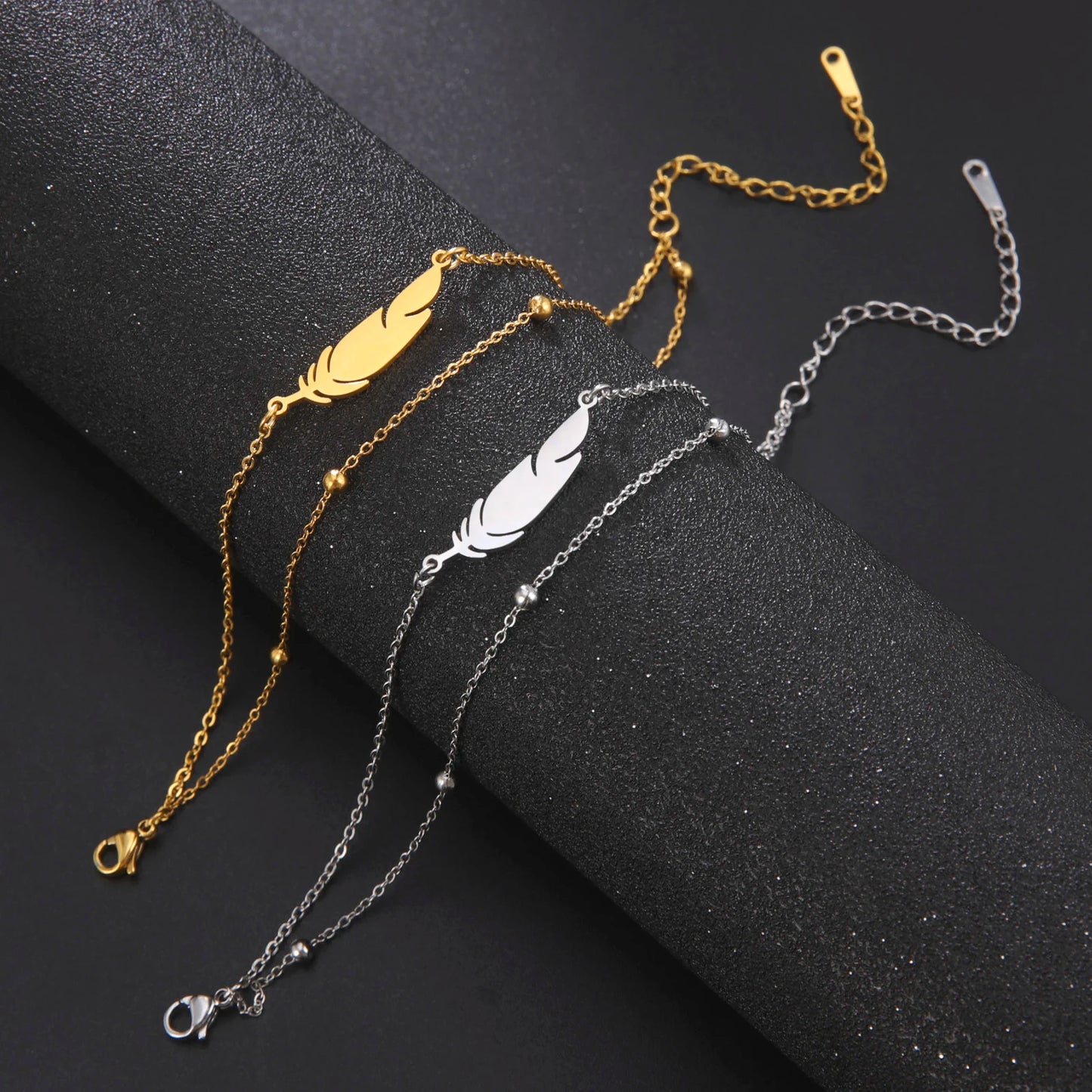 Double Layer Beads Chain Ankle Bracelet