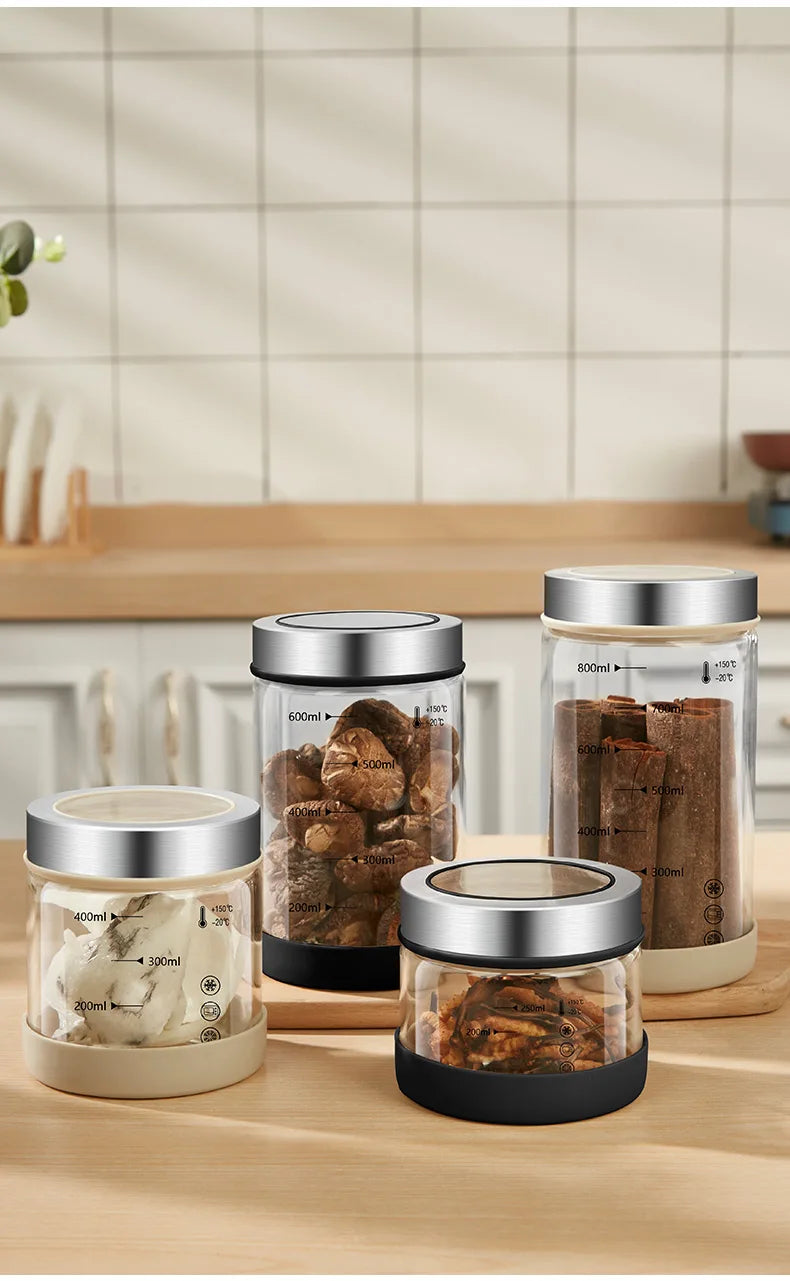 High Borosilicate Sealed Glass Bottle Kitchen Storage Jar Moisture-Proof Storage Box Household Coffee Bean Storage Jar seal pot