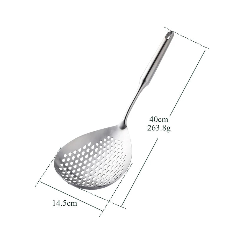 1PC 304 Stainless Steel Skimmer Strainer Slotted Ladle Mesh Deep Fryer Oil Frying Scoop Colander Cooking Spoon Kitchen Tools