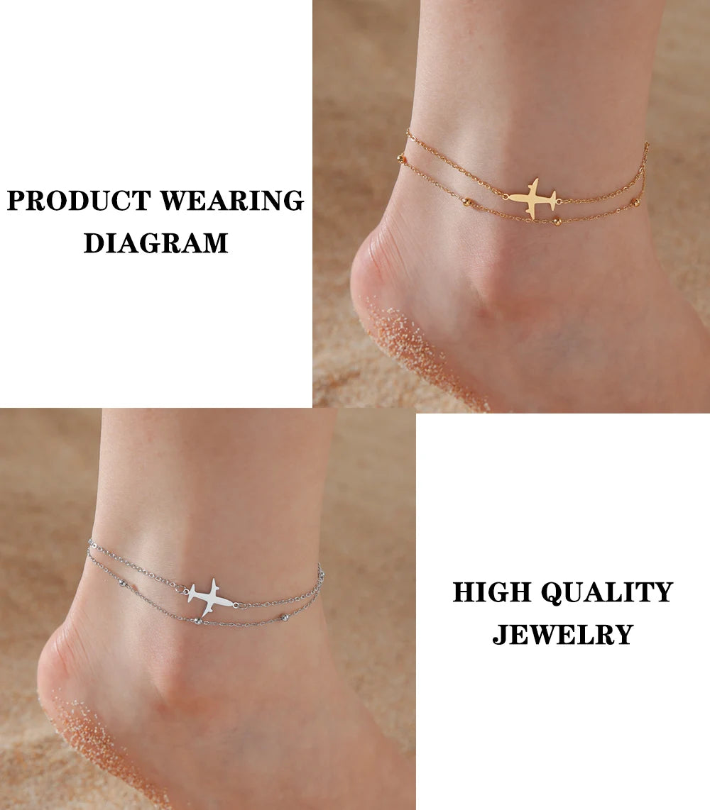 Lucktune Airplane Pendant Anklet