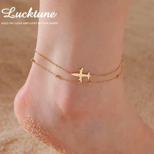 Lucktune Airplane Pendant Anklet