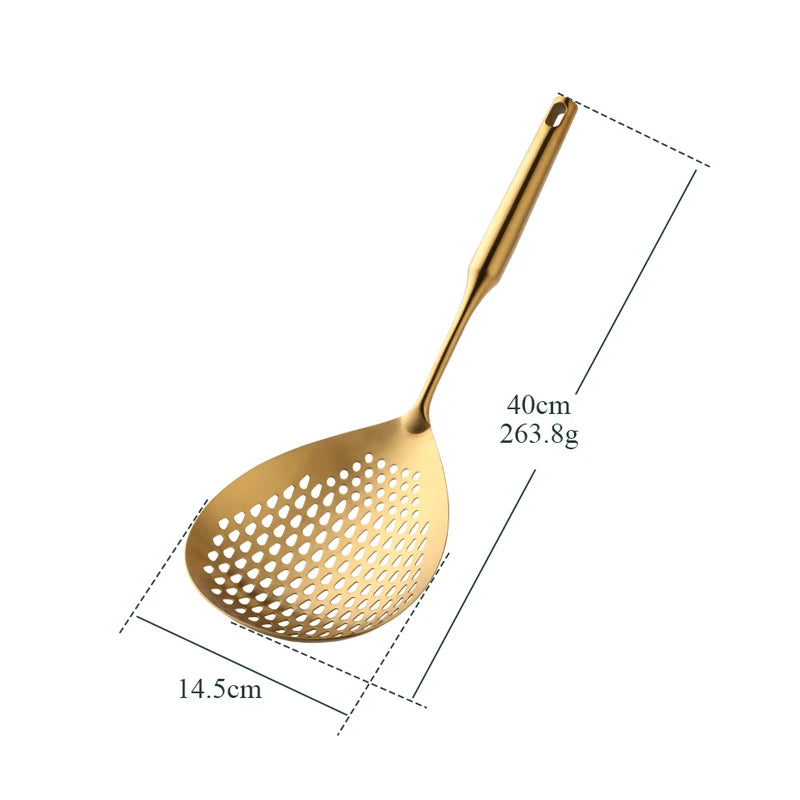 1PC 304 Stainless Steel Skimmer Strainer Slotted Ladle Mesh Deep Fryer Oil Frying Scoop Colander Cooking Spoon Kitchen Tools